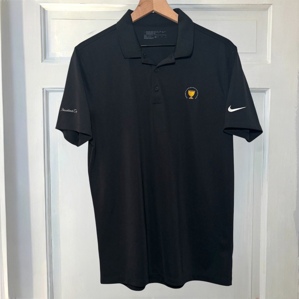 Nike Golf Presidents Cup Polo Shirt Mens Medium Standard Fit Black Dri-FIT - Picture 4 of 8